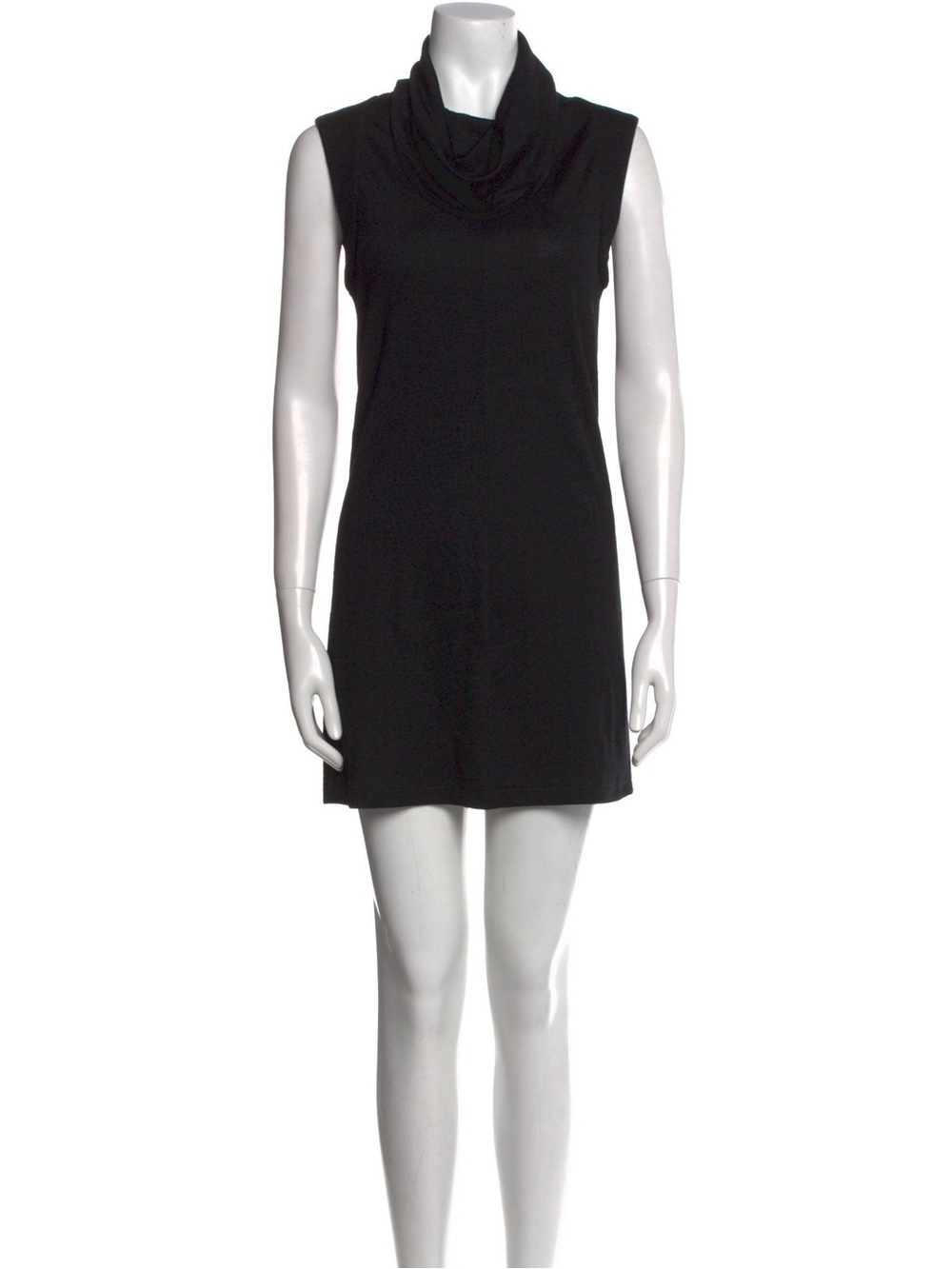 Helmut Lang Black Draped Cowl Neck Sleeveless Dress Petite